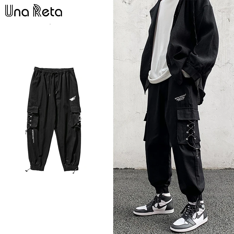 

Una Reta Men's Pants New Loose Joggers Harajuku Hip Hop Personality pocket Harem Pants Japanese Casual Sweatpants Men Trousers