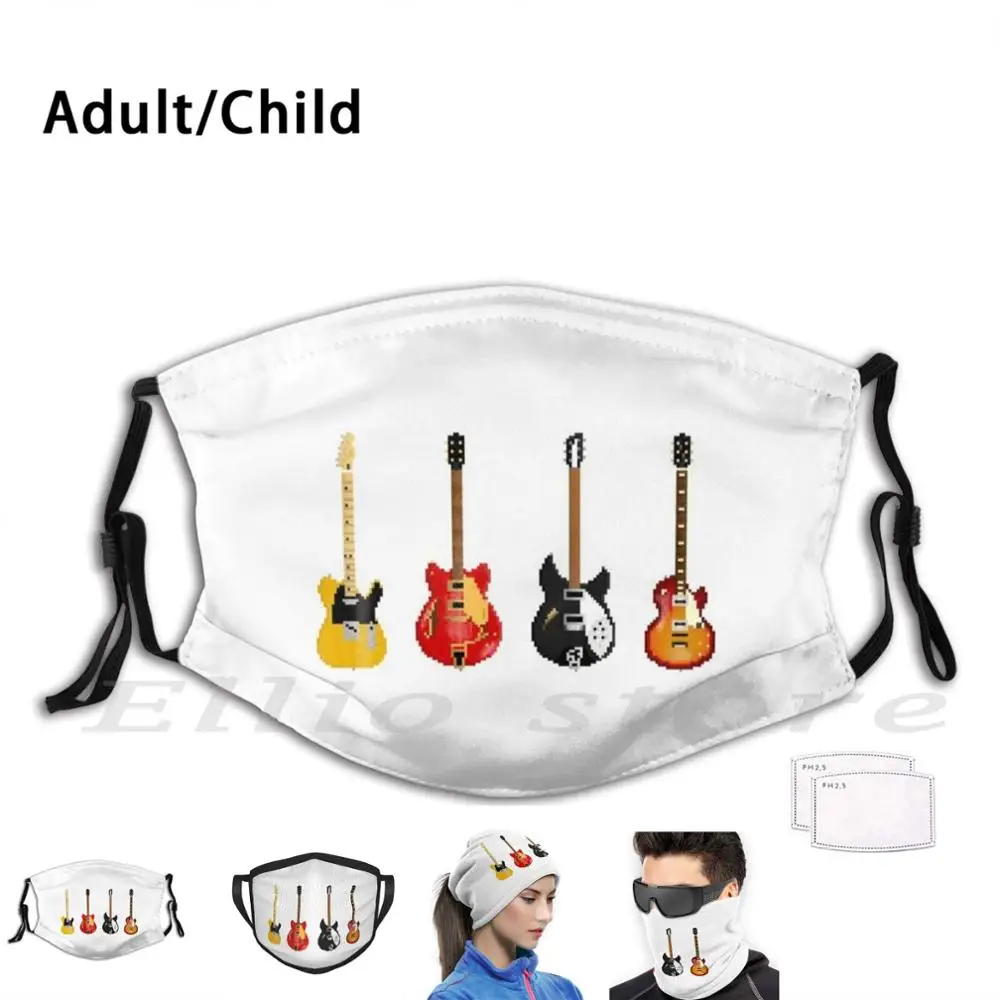 Электрические Классические гитары Pixel маска с принтом моющийся фильтр Забавный