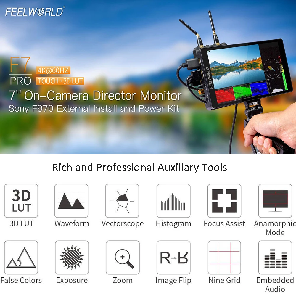 FEELWORLD F7 Pro 4K монитор дюймов на Камера монитор DSLR 3D LUT  сенсорный экран IPS HDR 50/60 Гц 1920x1200 видео Камера s AliExpress