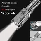 Мощный светодиодный фонарик, Тактический фонарик с фокусировкой, 18650, встроенный аккумулятор, зарядка через USB фонарь светодиодный портативный мини-фонарик