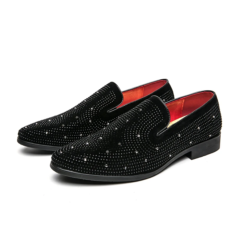 

Men Suede Leather Loafers Casual Metal Rivet Decoration Moccasins Oxfords Shoe Party Nightclub Footwear Slip-On Driving Flats 47