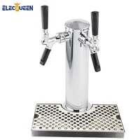 Beer Tower Home Brew Double Tap Dispenser with Dripping Tray, Chrome Plated Draft  Beer Colomn with 2x U.S. Standard Taps Faucet
