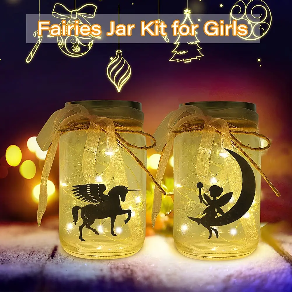 

Fairy Lantern Craft Kit for Girls 2 Pack DIY Fairy Jar Night Light for Kids Art Craft for Christmas Thanksgiving gifts