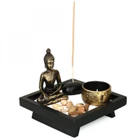 creative figurines miniatures sitting buddha ornament zen garden candle holders for natural stone rattan incense gift set