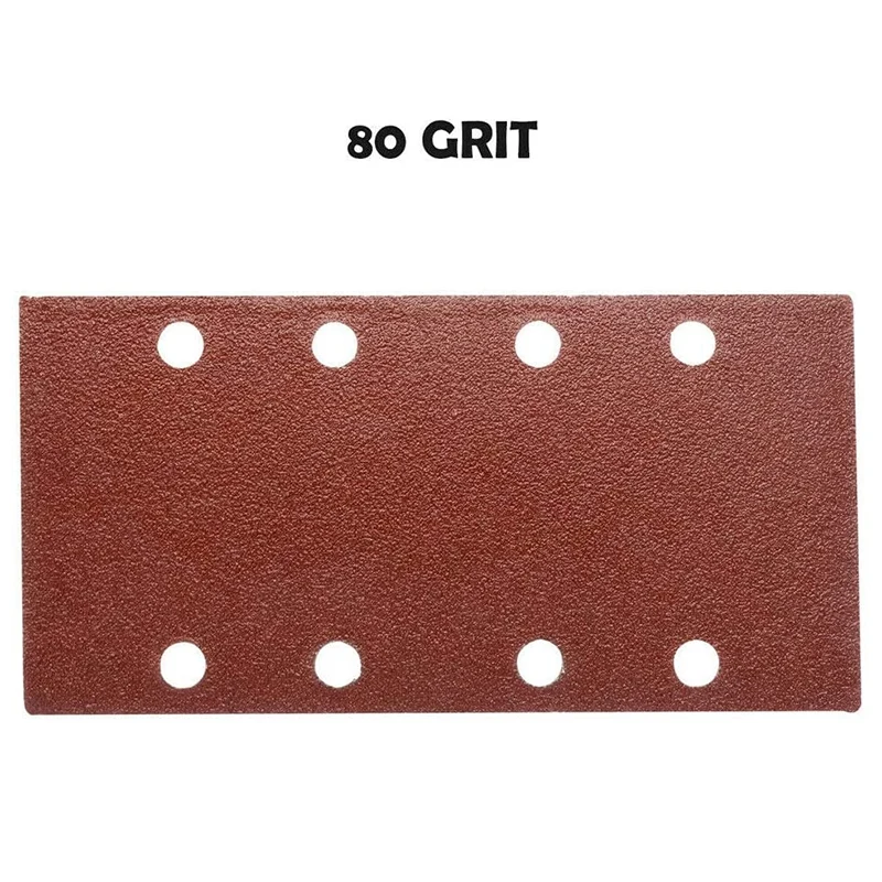

40Pcs Abrasive Paper Sheets Sanding Sheets Punched Hook and Loop Pads 95X 185mm 80 Grit Punched for Orbital Sanders