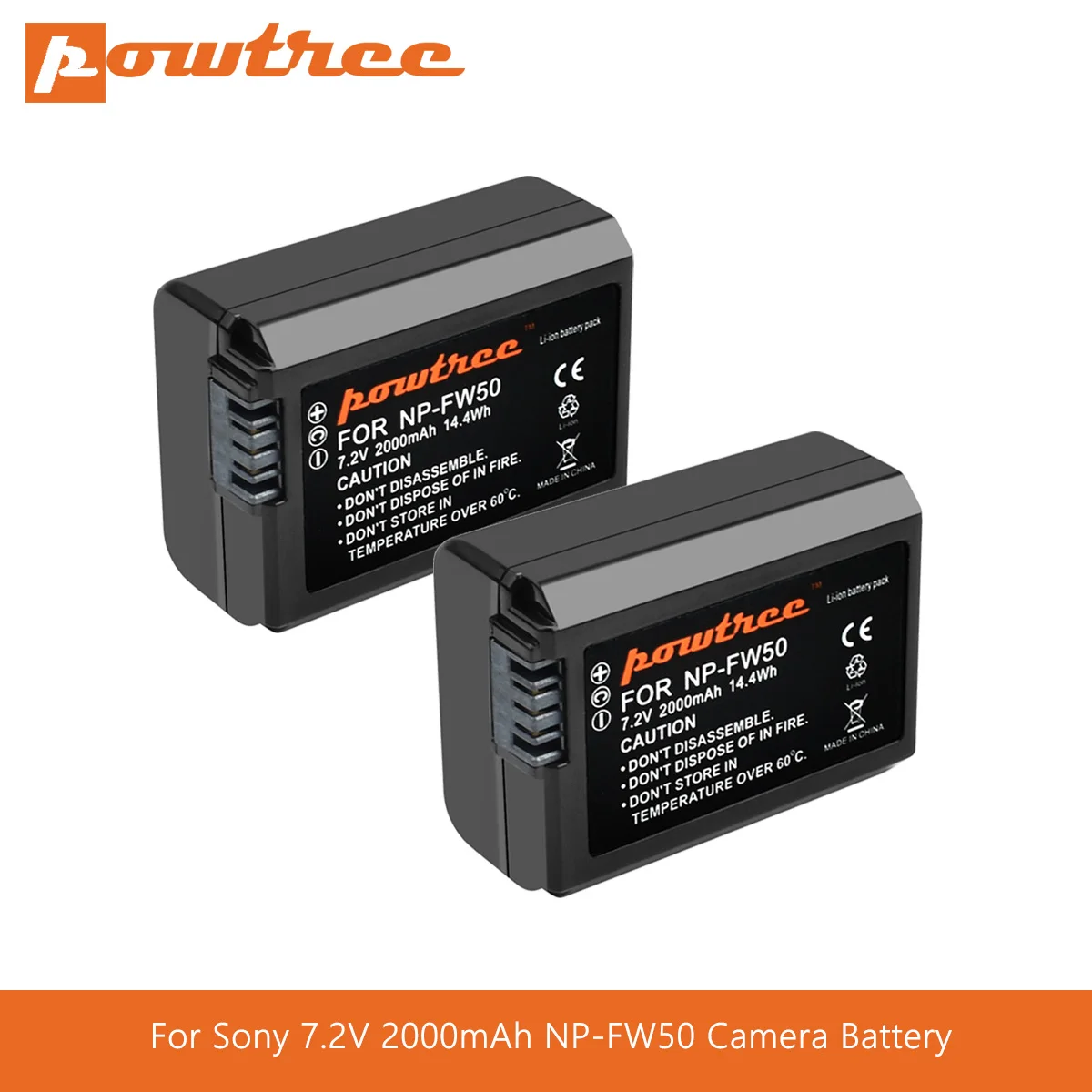 

Powtree For Sony 7.2V 2000mAh NP-FW50 NPFW50 NP FW50 Camera Battery For Alpha 6500 6300 6000 5000 3000 a7R a7S a7S II a7II L70