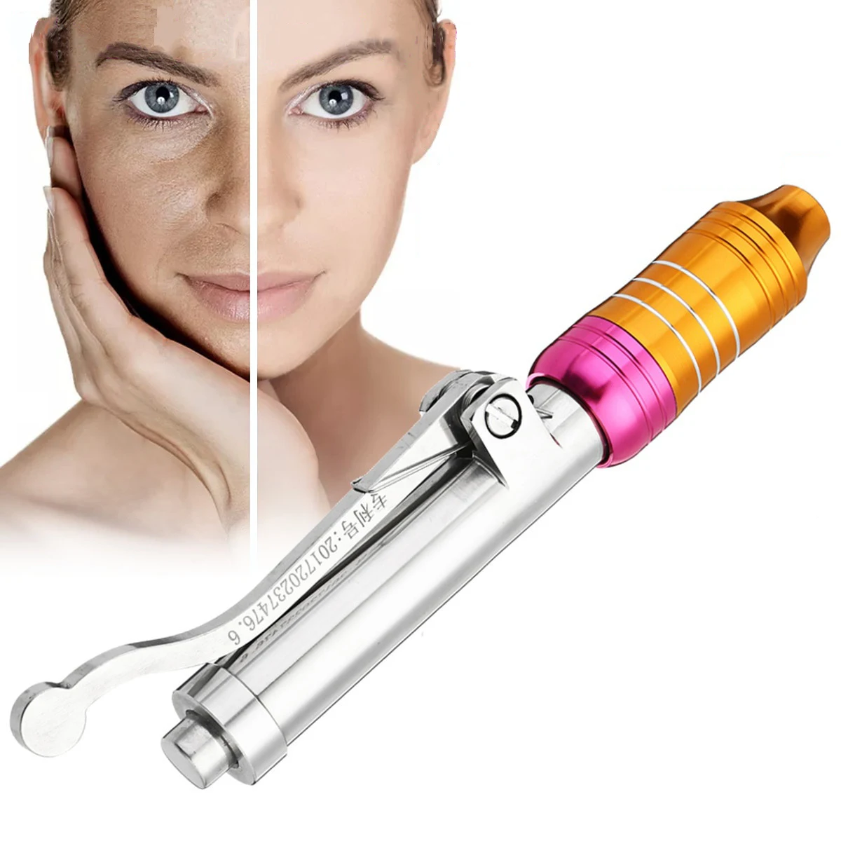 0.3ML hyaluron Pen Пистолет с гиалуроновой кислотой высокого давления, обновление, бесшумная Регулируемая кислотная ручка для защиты от морщин/подъема губ, распылитель гиалурона, ручка, пистолет - Номер модели: 0.3ML hyaluron Pen