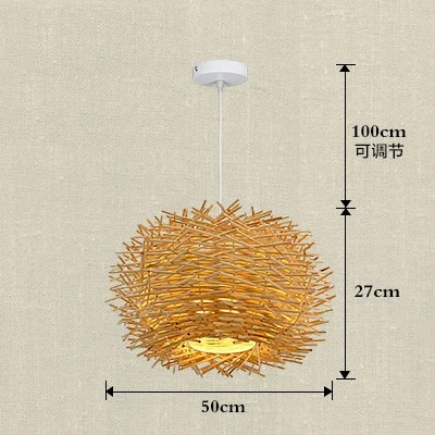 dia50cm wood color Ручной работы птица подвеска гнездо свет Плетеный Деревянный Отель Ресторан столовая кафе бар скандинавский ротанга люстра модерн подвесная подвеска - Цвет корпуса: dia50cm wood color