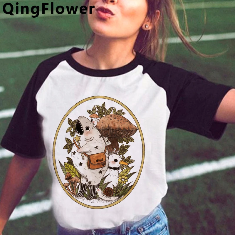 Mushroom clothes women aesthetic casual streetwear 2021 couple t-shirt white t shirt | Женская одежда