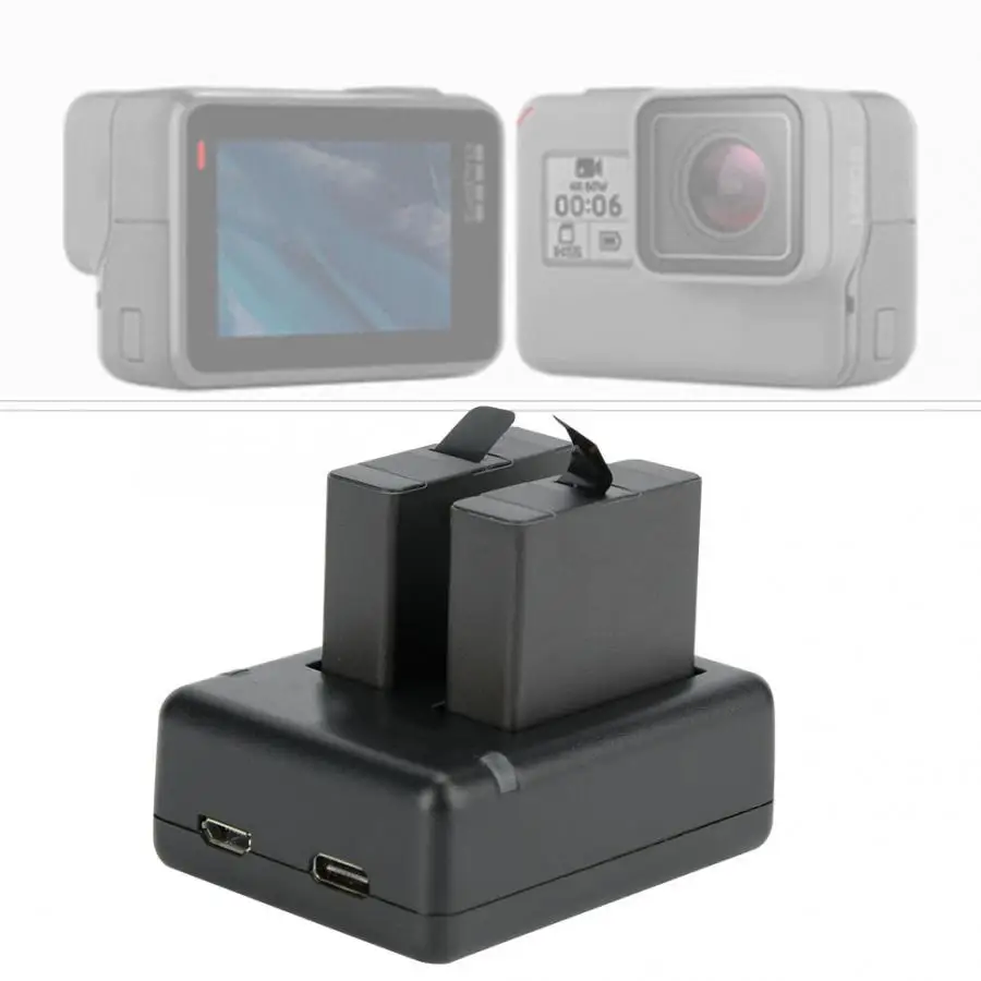 Каррегадор Камера GoPro Shoot 5 Батарея * 2 Зарядное устройство для Hero 7 Black/6/5 аксессуар