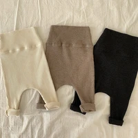 new autumn winter baby boy cotton ribbed leggings pant infant newborn kids casual long pants all match high waisted trousers