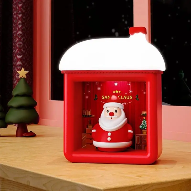 

Рождественский Снежный дом с магнитным датчиком, ночник с зарядкой от USB, силиконовый Санта-Клаус, атмосферный светильник для детей, рождест...