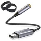 Аудиоадаптер GEVO с USB на гнездо 3,5 мм, аудиоадаптер для наушников, внешняя звуковая карта, совместимая с TRRS 4-полюсной гарнитурой, ПК, ноутбуком