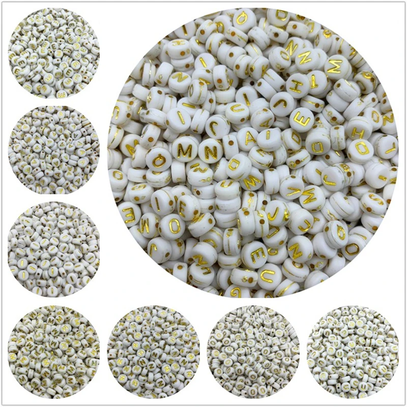 100 шт. 7 мм золотые буквы бисер овальная форма алфавита разделенные бусины шармы