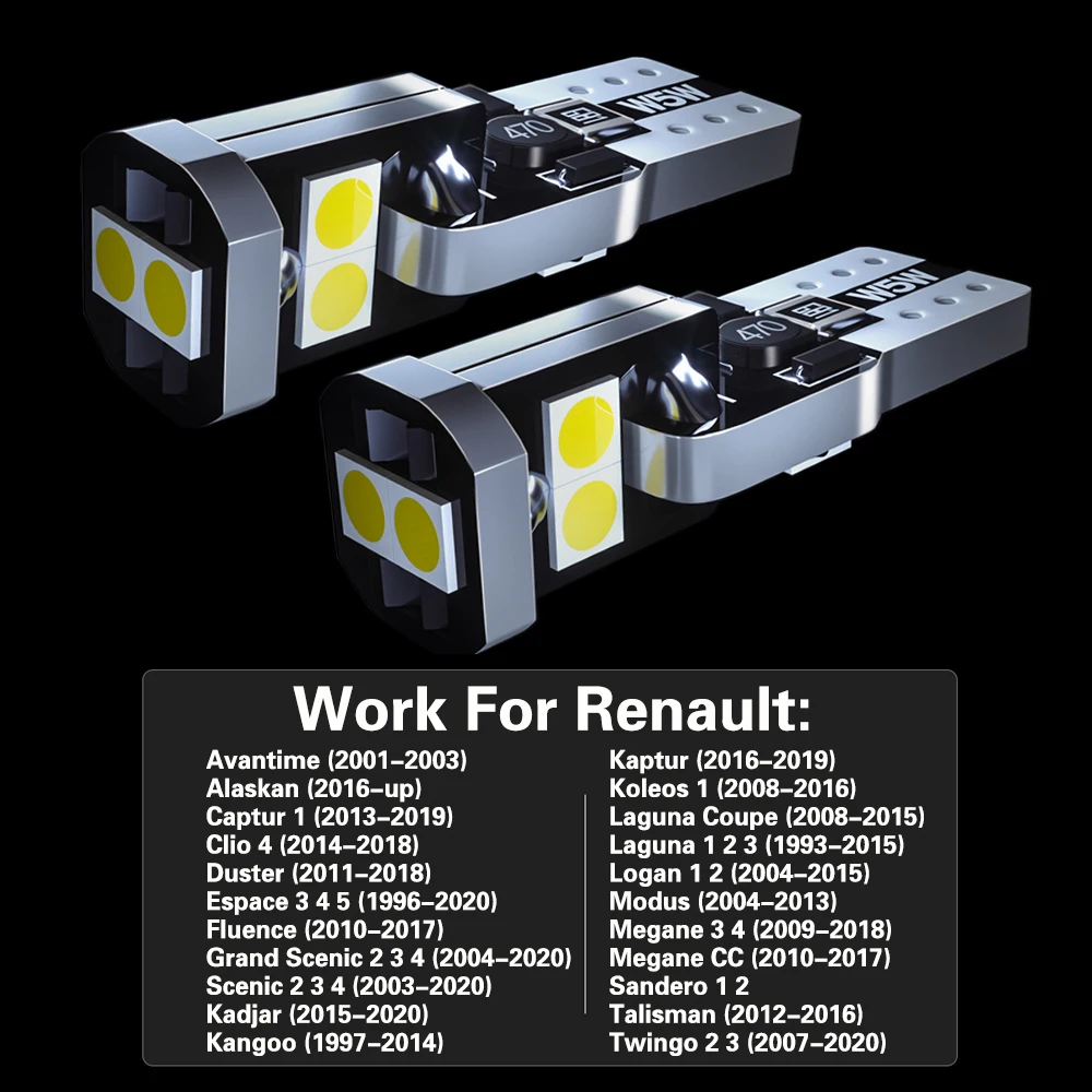 Светодиодная лампа W5W T10 Canbus для номерного знака Renault Espace 5 Fluence Koleos 1 Megane 3 4 492 Logan Laguna