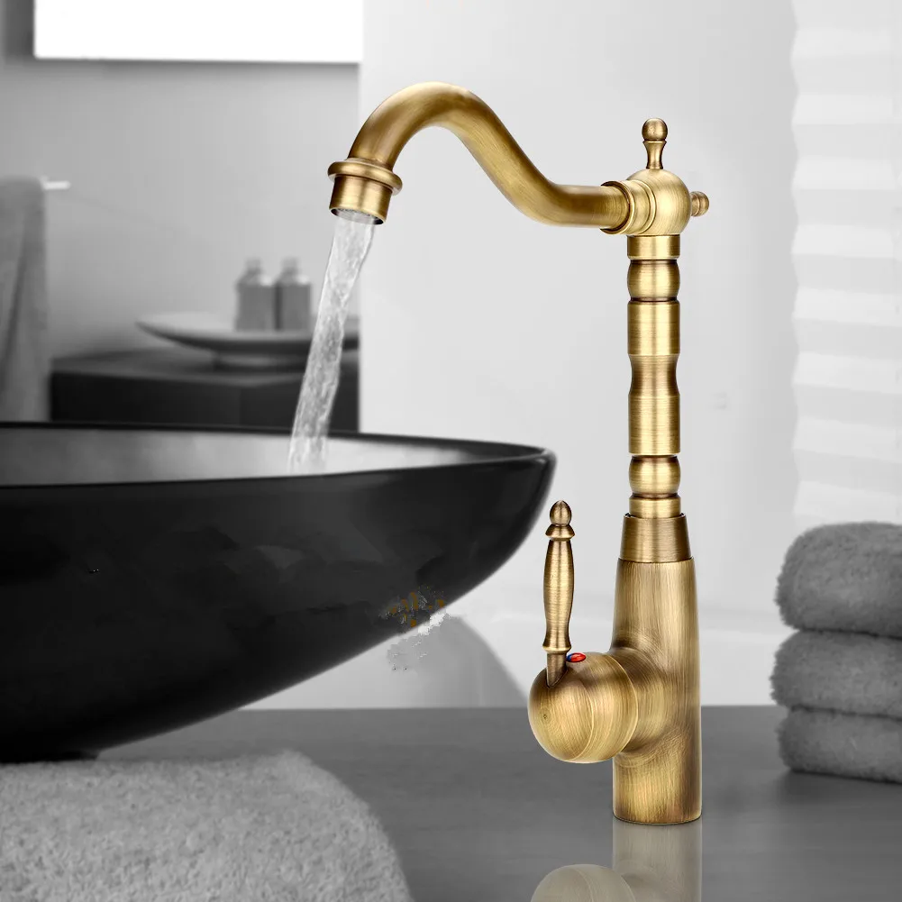 Смеситель для раковины в ванную комнату античный Ретро стиль твердая латунь