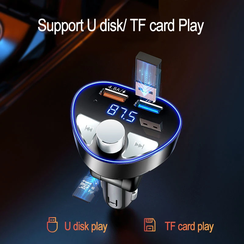 Автомобильный комплект громкой связи Bluetooth 5 0 аудио mp3-плеер FM-передатчик 4 8 А USB