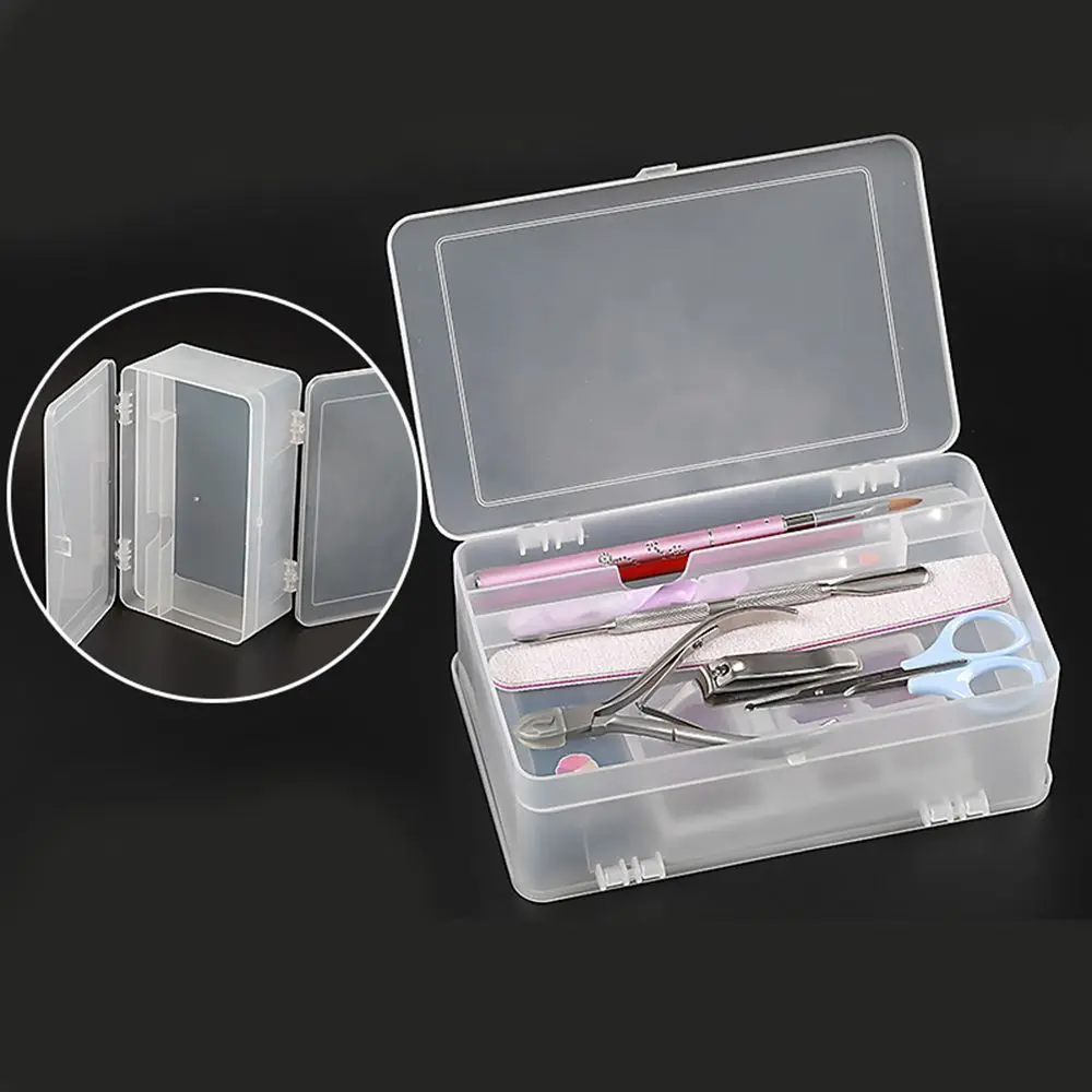 

Плотный чехол для инструментов для дизайна ногтей с кисточками и ножницами, пластиковый двухслойный контейнер