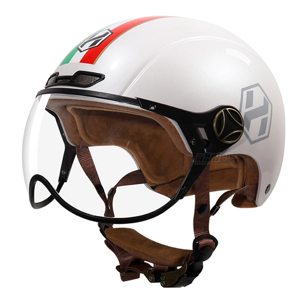 

Vintage Motorcycle Helmet Retro Open Face Helmet Motorbike White Moto Riding Racing Casco Capacete Motocross Capacete For Unisex