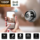 Мини-камера видеонаблюдения, беспроводная камера безопасности с обнаружением домашних питомцев, 1080P, поддержка Wi-Fi, P2P, IP