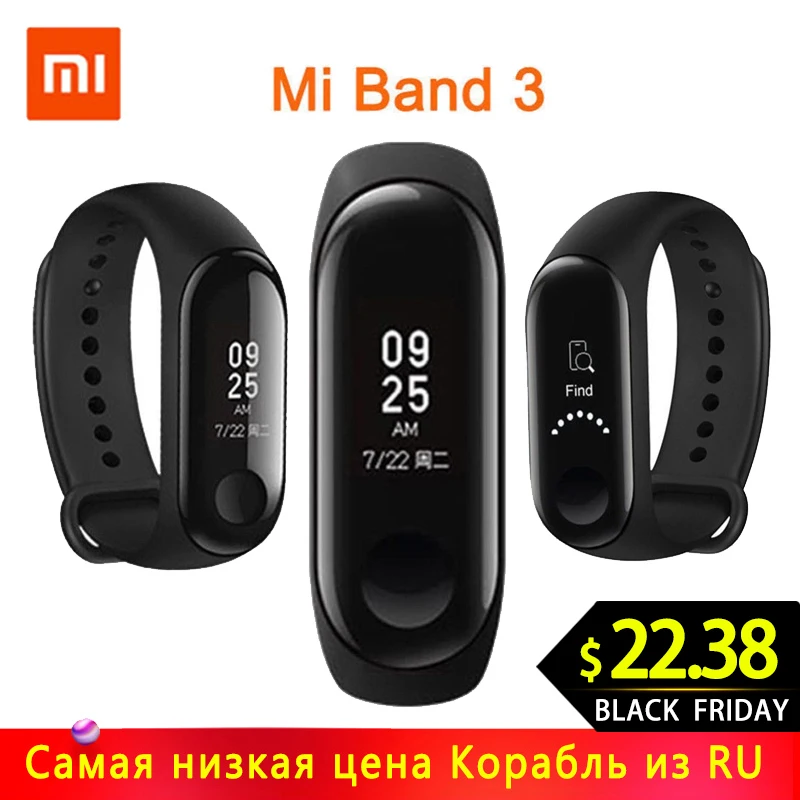 Xiaomi Mi Band 3 фитнес-трекер 50 м водонепроницаемый смарт-браслет с OLED дисплеем тачпад пульсометр браслет