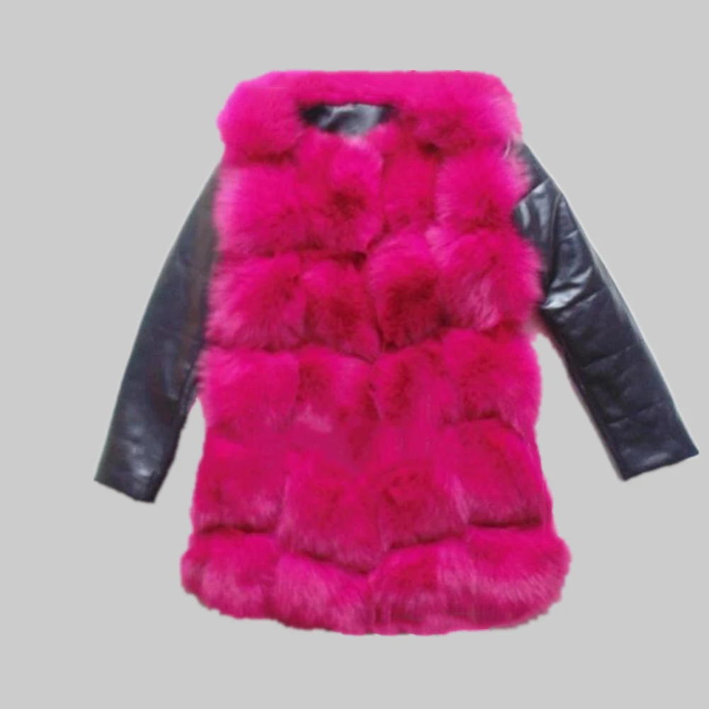 Lisa Colly High Quality Women Imitation Fox Fur Coat Jacket PU Long Sleeves Warm Winter Coat Overcoat thick Fur Coat Outwear