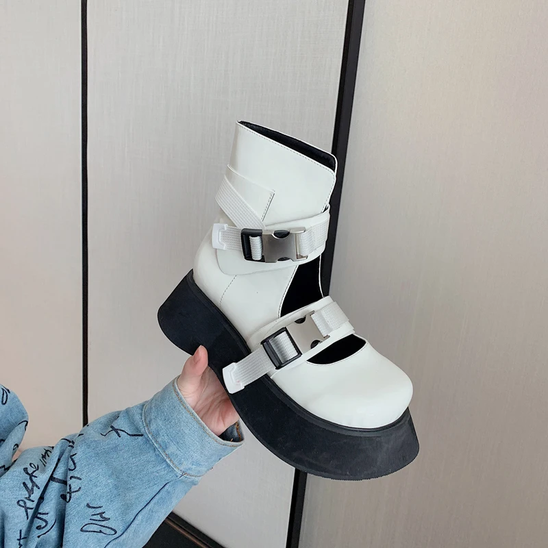 Ботинки женские в стиле ретро на платформе с высокой толстой подошвой ботинки
