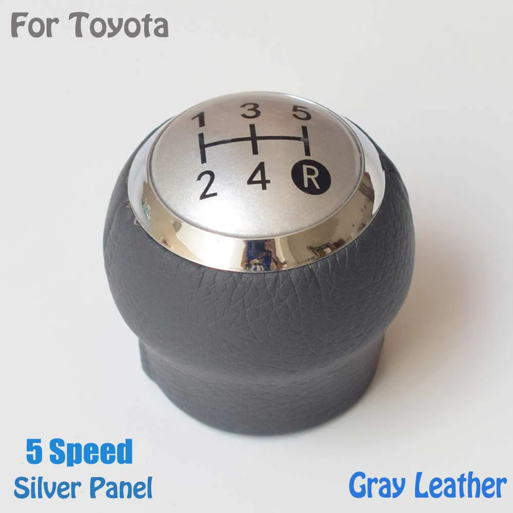 5 S-gray leather Автомобильный стиль, ручка переключения передач, головка 5/6 скорости, черный/серый, кожа, для Toyota Corolla 1.8MT Verso Yaris 2007-2009 2010-2013 - Название цвета: 5 S-gray leather