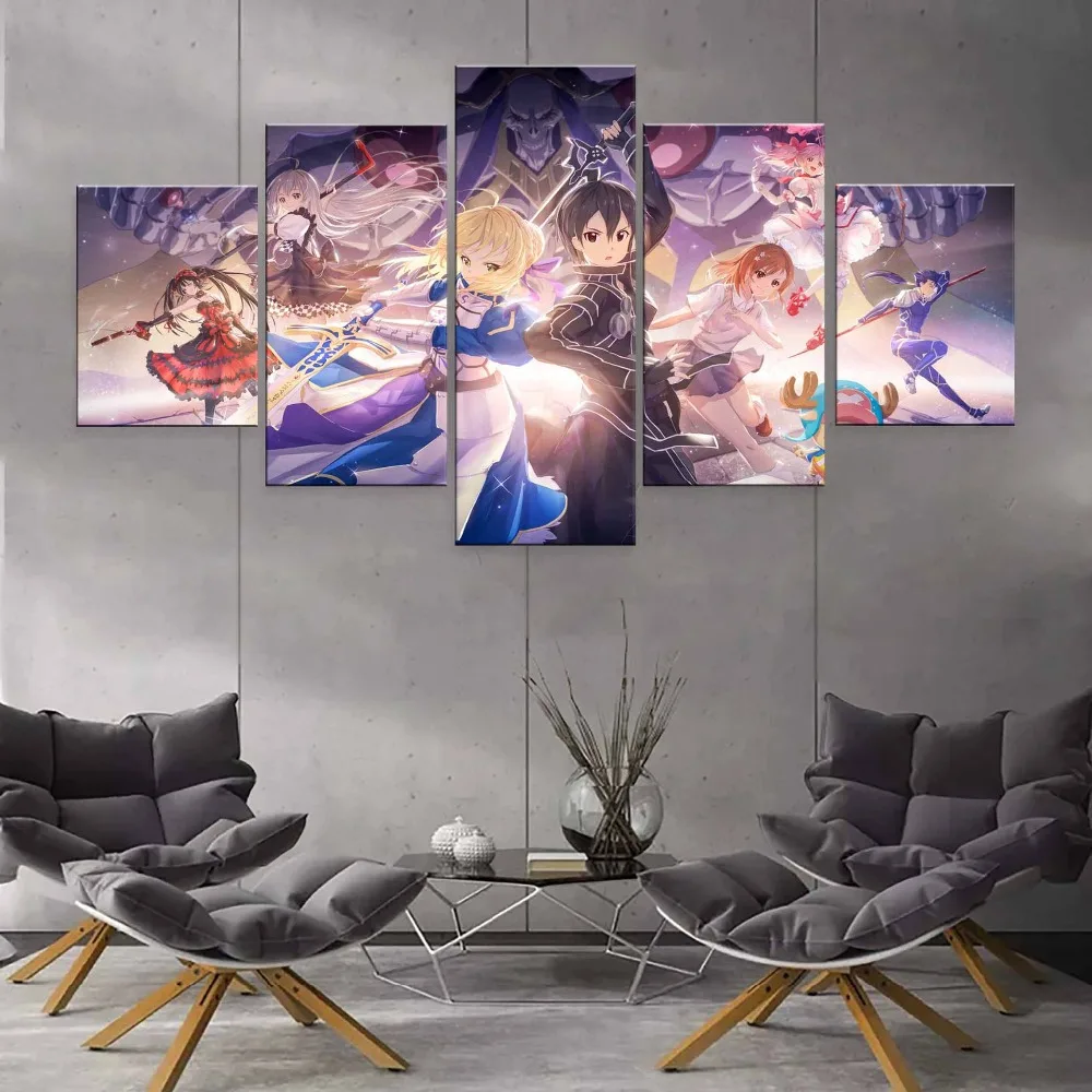 

Modular Canvas Painting Home Decoration 5 Piece Fate Stay Night Hd Printed Poster For Living Room Wall Art Frame