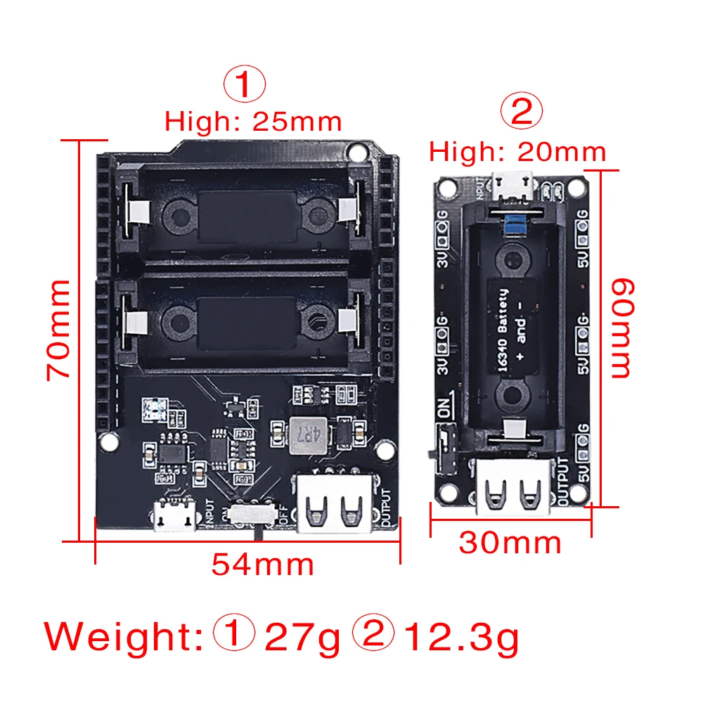 Блок питания ESP8266 ESP32 перезаряжаемый двойной литиевый аккумулятор 16340 защитный