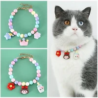 new cat collar party wedding necklace macaron pearl jeweled puppy cat collar crown star paw pet dog collar accessories
