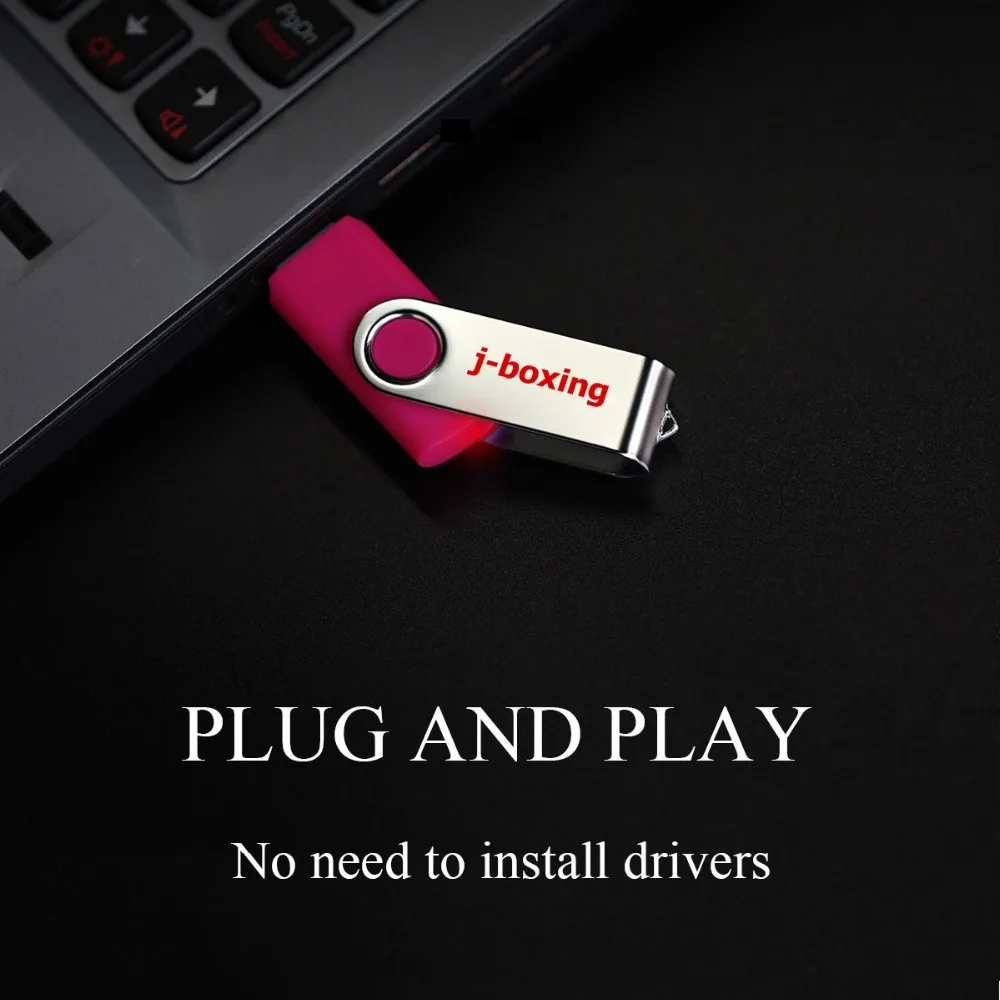 J-бокс USB флеш-накопитель 64GB 32GB16GB 8GB 4GB флеш-карта памяти металлический вращающийся USB 2,0 флеш-накопитель для подарка PC Thumb Drive Розовый