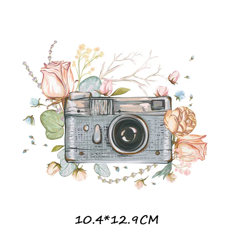 Iron on Transfer Fashion Camera Patches for Clothing Badges Thermo Transfers Stickers Clothes T-shirt DIY Vinyl Appliques | Дом и сад