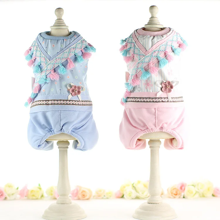 Одежда для собак четыре фута синий розовый цвета размеры Xs-xl хлопковая стеганая