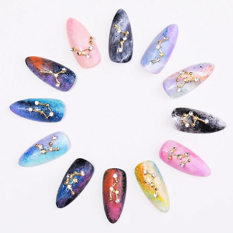 2 шт./компл. 3d-стразы для ногтей смешанный размер кристалл Металл Золотой