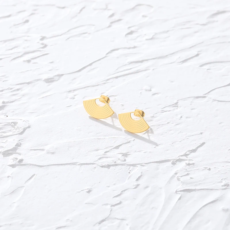 Модные серьги в форме веера из нержавеющей стали модные украшения розовое золото