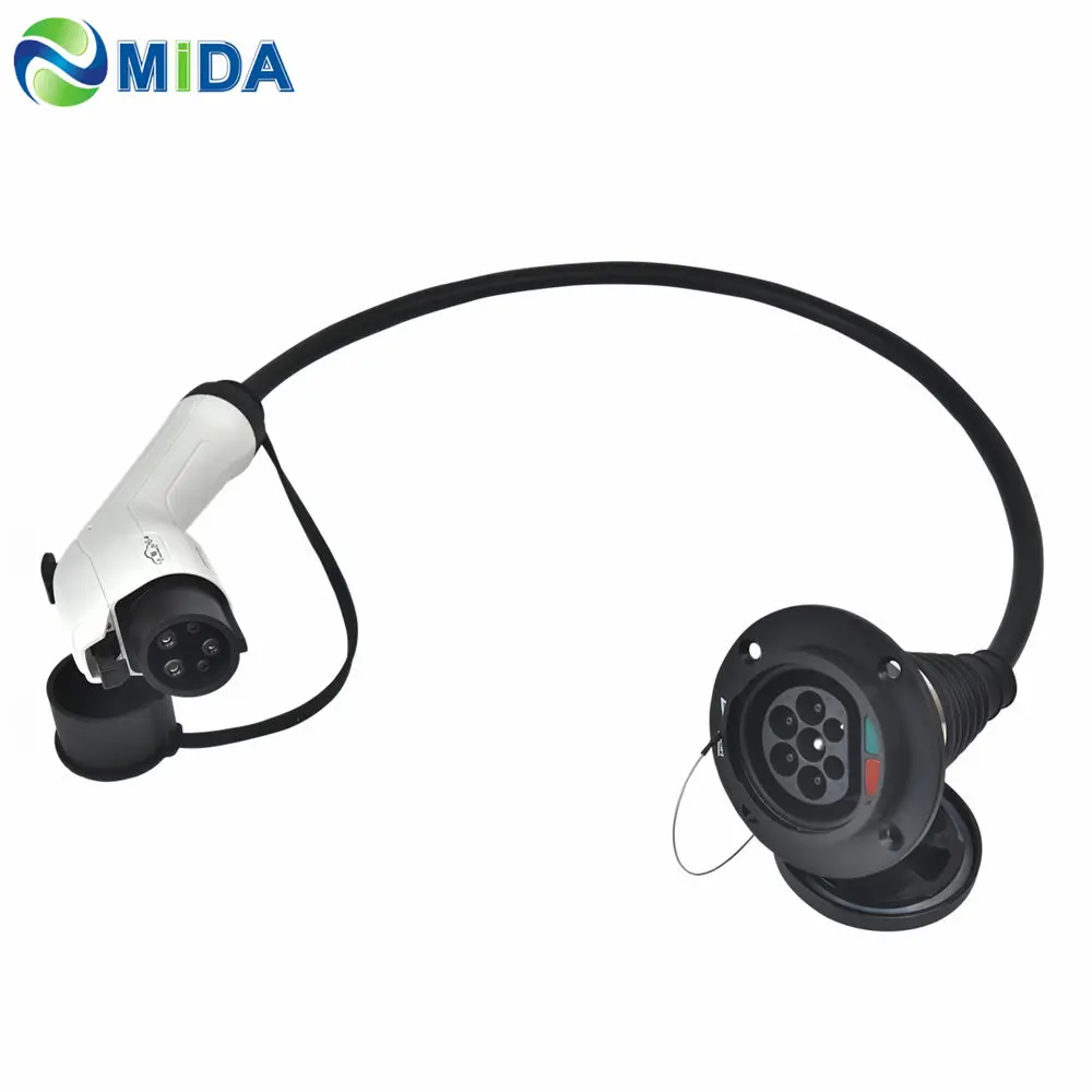 

32A J1772 Type 1 Plug to Type 2 Male Socket EV Adaptor With 1m Cable