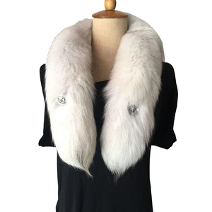 Шарф из серебристой лисы воротник из натурального меха Модный зимний теплый меховой шарф из 100% натурального Лисьего меха воротник для мужчин и женщин длиной 90 см