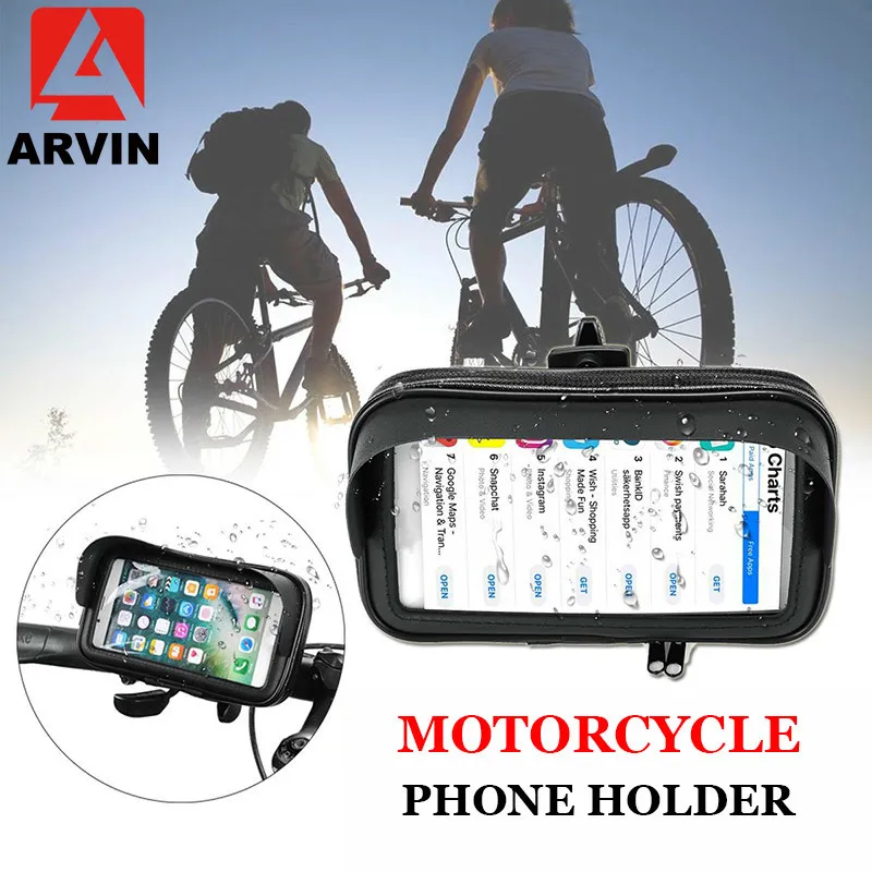 arvin bicycle motorcycle mobile phone holder bag for iphone 8p xr samsung s9 waterproof cycling handlebar case support gps mount free global shipping