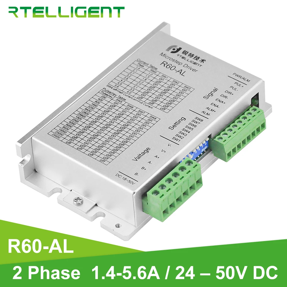 Rtelligent 24-50VDC Nema 24 шаговый двигатель с ЧПУ R60-AL с фазой отсутствует функция сигнализации и IO управления шаговый драйвер