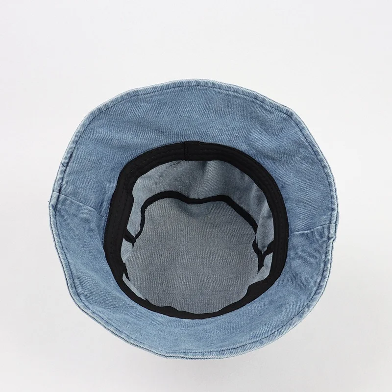 

2021 New Japanese Denim Fisherman Hat Panama Bucket Hats Spring Summer Outdoor Women Fashion Letter Embroidery Sun Hat