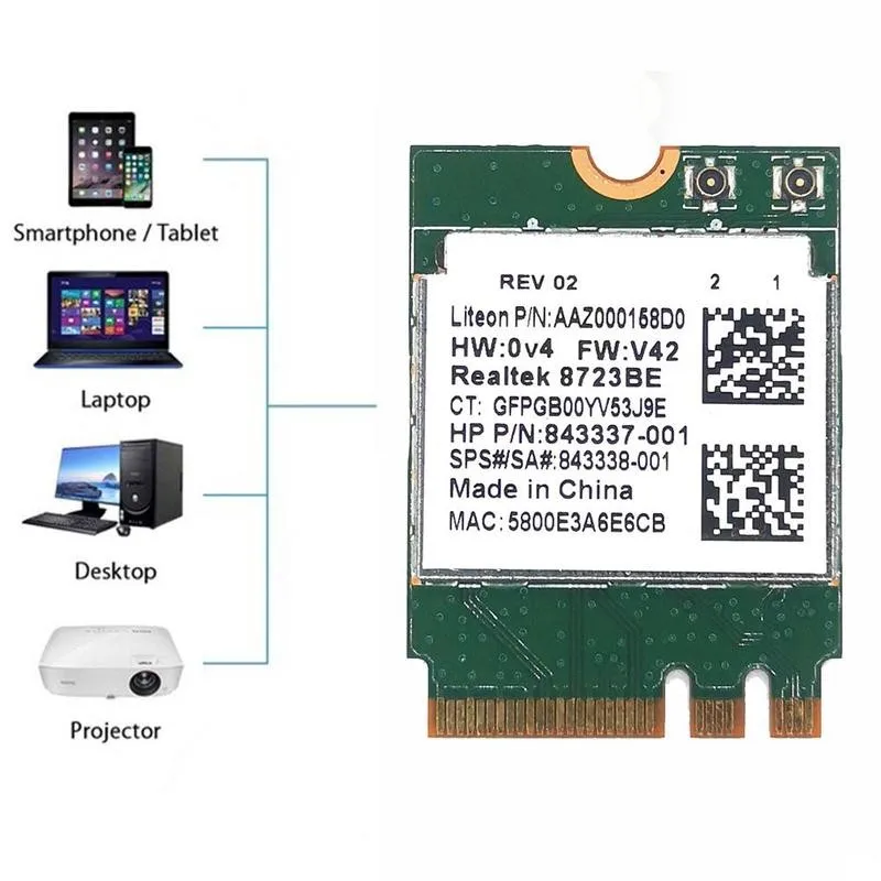 Беспроводной адаптер для Realtek RTL8723BE 802.11N WiFi Card 843338 001 300 Мбит/с SPS NGFF 4 0 карта Bluetooth