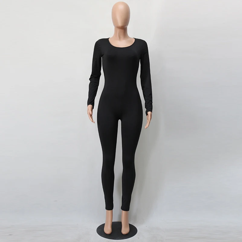 Сексуальный белый комбинезон с круглым вырезом новый облегающий длинный женский