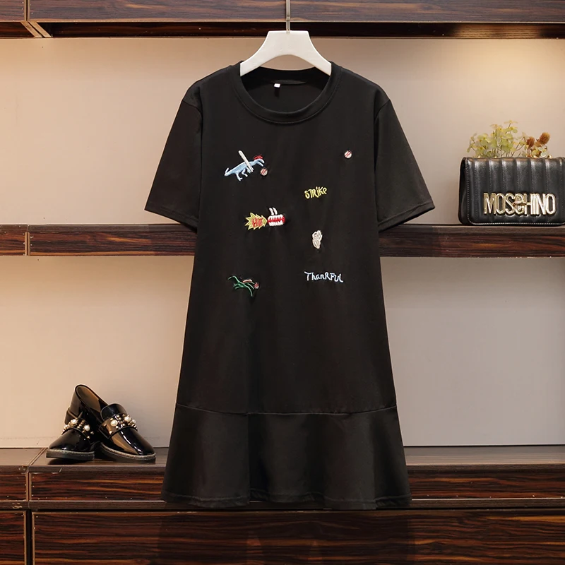 Летняя Новинка 2019 футболка для полных мм большого размера хлопковое среднее и