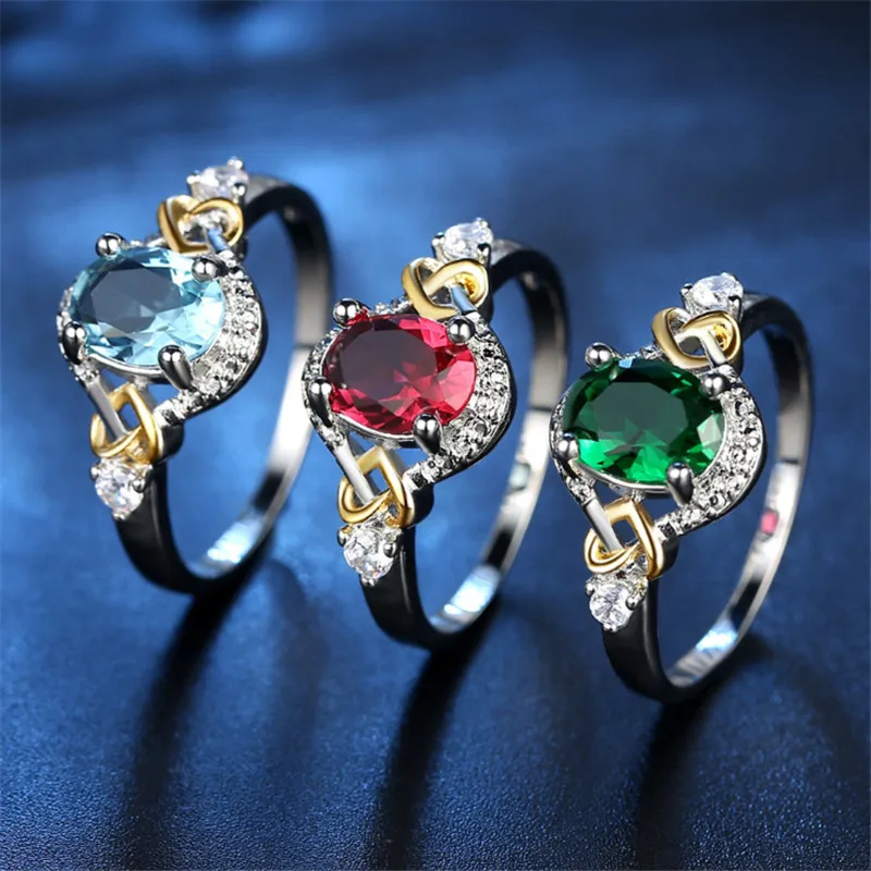 Blaike серебряные кольца для женщин красный/синий/зеленый/цветное циркониевое