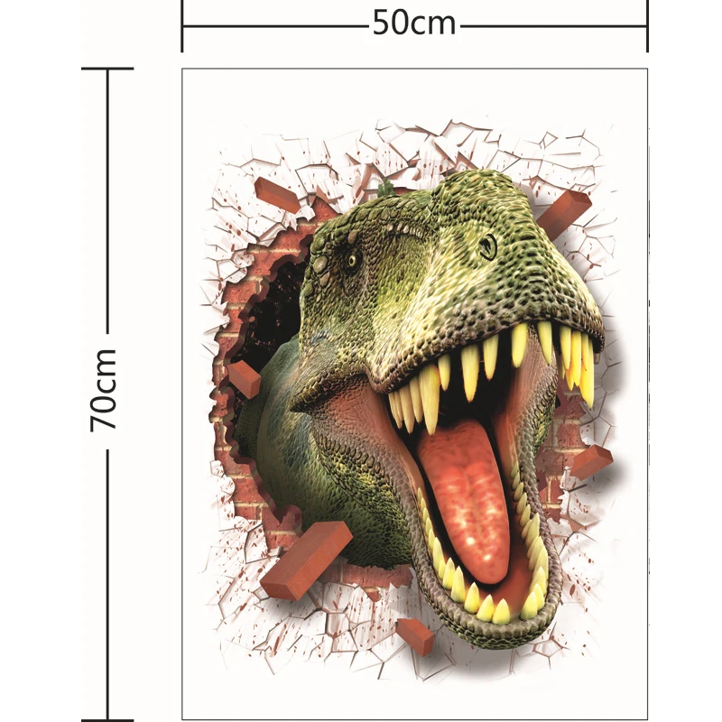 3D Наклейка на стену динозавр съемный стикер для домашнего декора наклейки в виде