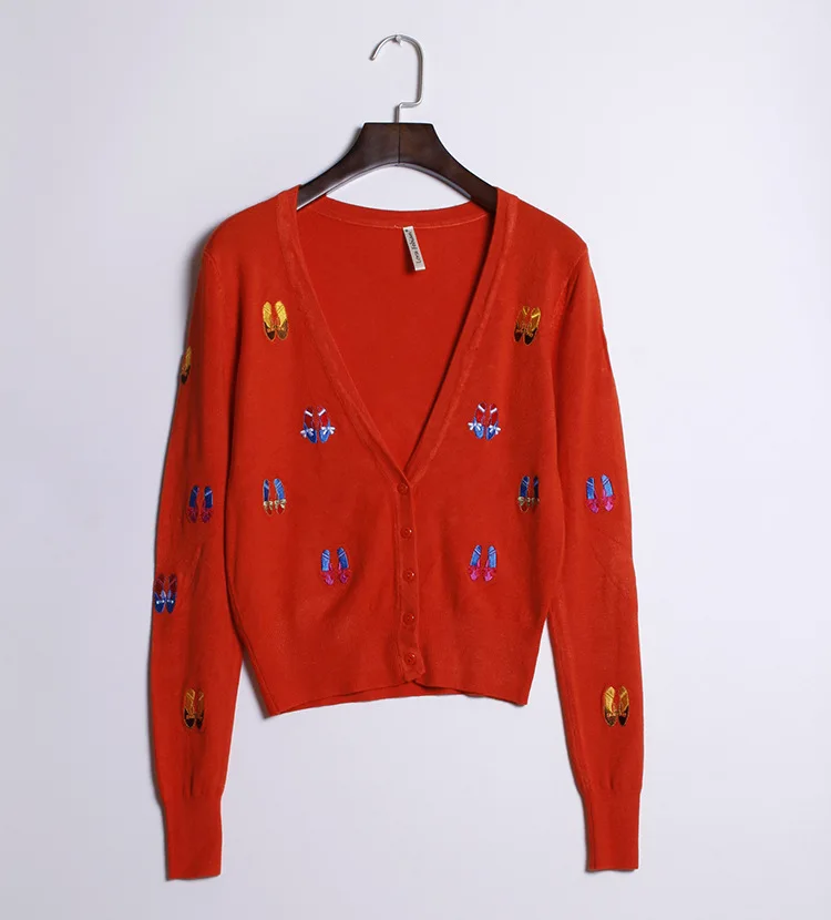 Осенний вязаный кардиган NiceMix 2020 Женское пальто облегающие кардиганы с вышивкой