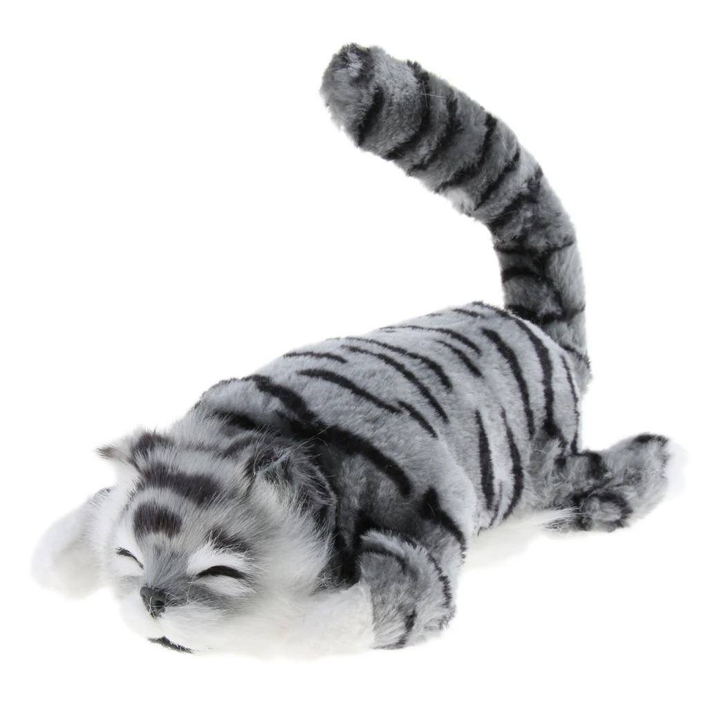 Electric Rolling Wagging Tail Cat Plush Stuffed Animal Pet Model Toy Home Decor | Игрушки и хобби