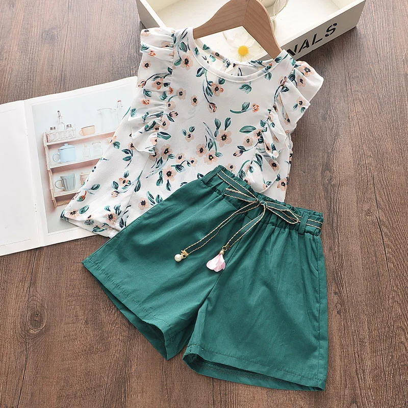 

Melario Girls Clothes Set Flying Sleeve New Summer Letter T-shirt Print Shorts Girl Kids Clothes Children Clothing 3 5 7 Years
