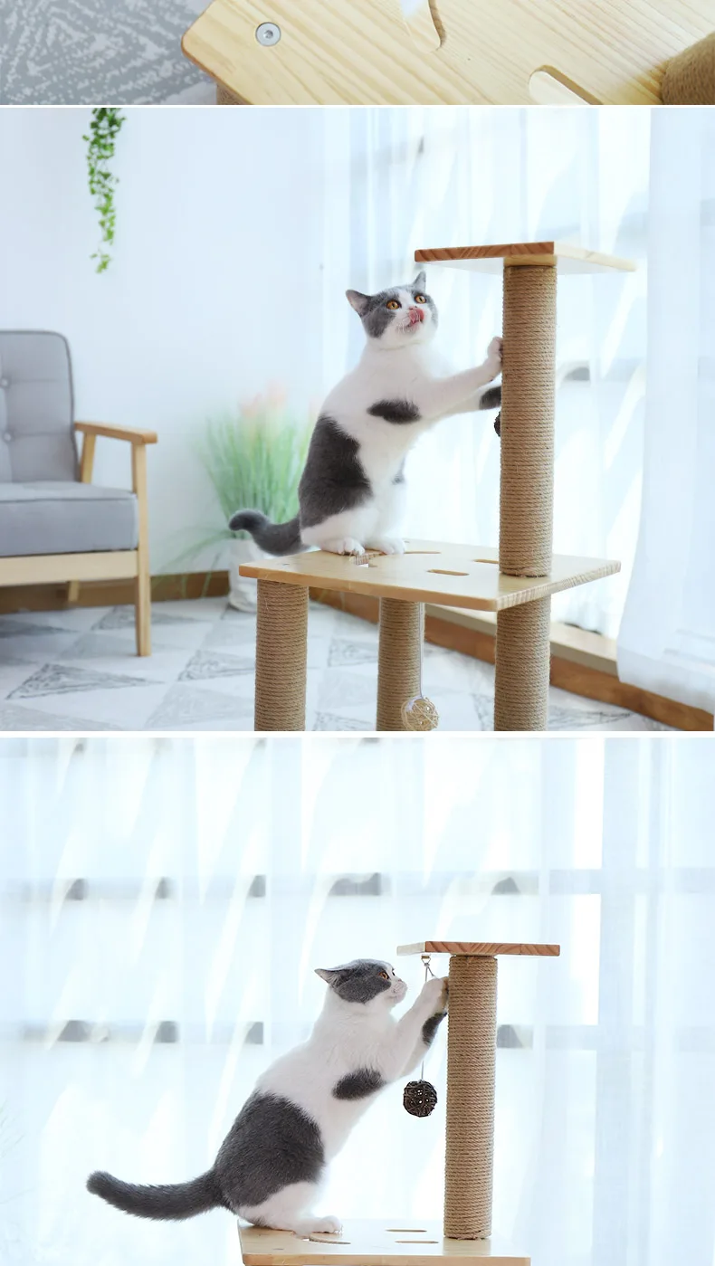 

Climbing Frame Wooden Cat House Scratcher House Scratching Cat Climbing Tree Pet Furniture Drapaki Dla Kota Cat Climber JJ60MZP